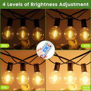 Dimmable Solar Outdoor String Lights – 100FT G40 Festoon Lights with Remote & Timer