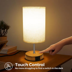 Touch Bedside Lamps Set of 2 with USB Ports