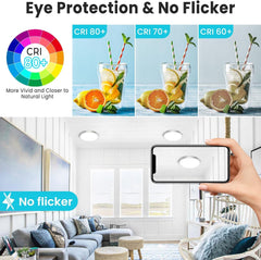 15W Flush Mount LED Ceiling Light – Brushed Nickel, 3 CCT