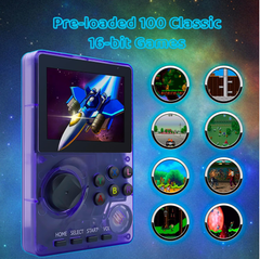 Retro 16-Bit Handheld Game Console with 100 Games, 2.8” Screen, Rechargeable