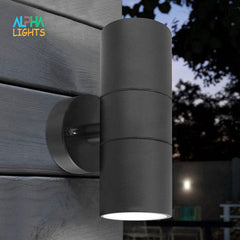 Modern Stainless Steel GU10 IP44 Up-Down Wall Light - Waterproof, Mains Powered, for Porch/Garden (Black)