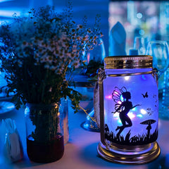 2-Pack Solar Fairy Lights - Outdoor Garden Decorations, Frosted Glass Jar with Stake, Night Lights