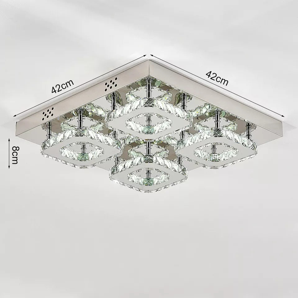 Modern LED Square Pendant Light for Elegant Interiors-Crystal Flush Mount Ceiling Chandelier