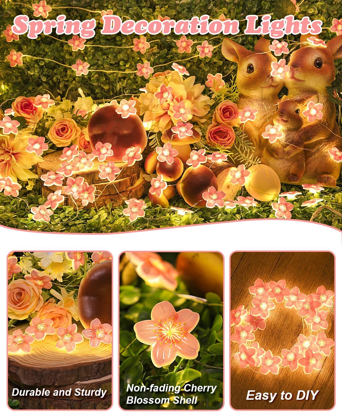 2M Pink Cherry Blossom Flower Fairy String Lights