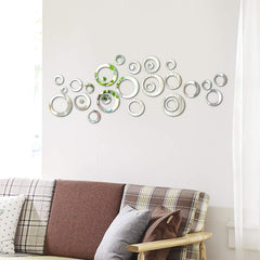 48Pcs Round Acrylic Mirror Wall Sticker Decal Set