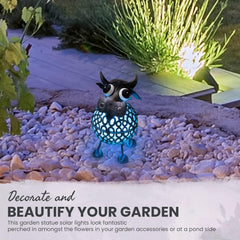 Cow Metal Scroll Garden Lights with Colour Changing LED Lights | Garden Lights Solar Powered Waterproof Outside Lights & Garden Gifts