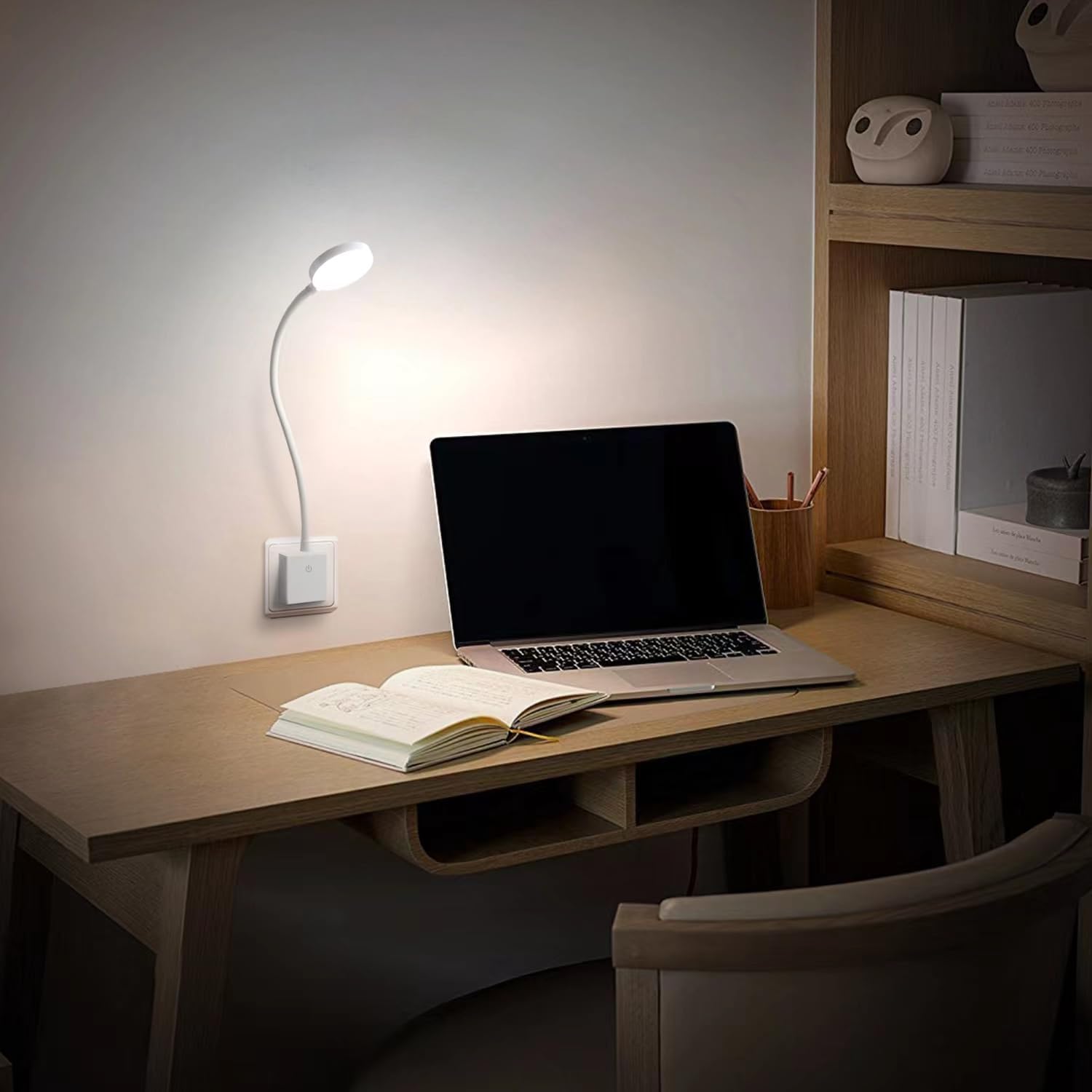 4W Ultra-Flexible Dimmable LED Wall Reading Light- Neutral White Lighting 4000K, for Type G Power Socket