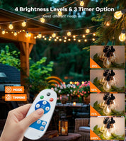 Solar String Lights Outdoor 15M/50FT – USB & Solar Powered Garden Festoon Lights