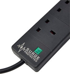 6 Gang 5M Extension Lead with Surge Protection, Black Power Strip – PELB1755