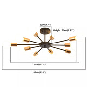 Sputnik Ceiling Light – 10-Light Matte Black Flush Mount Fixture