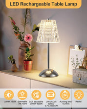 Rechargeable Gold Table Lamp, Touch Dimmable LED Desk Light