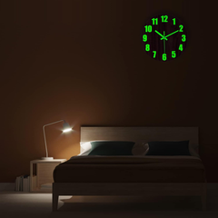 12-Inch Luminous Wooden Wall Clock, Silent Non-Ticking Glow-in-Dark Clock (Battery)