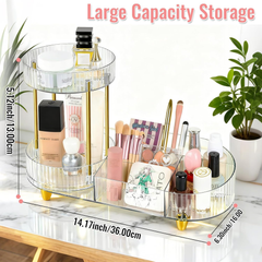 360° Rotating Clear Makeup Organizer – 2-in-1 Cosmetic, Skincare & Perfume Stand