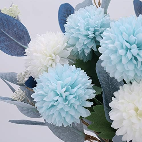 NAWEIDA Artificial Hydrangea Flowers with Vase – Faux Floral Arrangement Décor