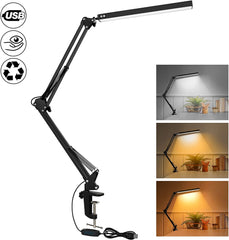 LED Desk Lamp, 14W Metal Swing Arm Desk Lamp with Clamp, Eye-Caring Architect Dimmable LED Desk Lamp, Adjustable Table Light for Study