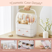 Portable Makeup Organizer Box, Transparent Cosmetic Storage Case for Vanity Table