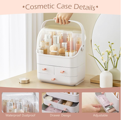 Portable Makeup Organizer Box, Transparent Cosmetic Storage Case for Vanity Table