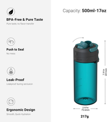 TouchGulp Tritan Water Bottle – 500ml, 750ml, 1L BPA-Free One-Tap Sports Bottle