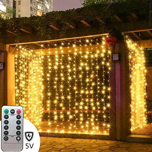 300 LED USB Curtain Lights – 8 Modes, Waterproof, Remote
