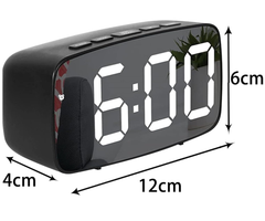 LED Mirror Alarm Clock with Snooze, Voice Control & Adjustable Brightness