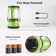 3-in-1 Camping Lantern with 2 Detachable Torches, 600 Lumen, Rechargeable/Battery Powered, Outdoor Light for Tents and Power Cuts