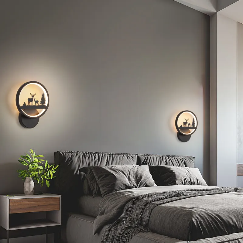 LED Round Wall Lamp with Deer Design