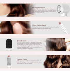 5-in-1 Hot Air Styler – Ionic Hair Dryer Brush with Rotating Barrel for Drying, Styling & Volumizing (Rose Gold & White)