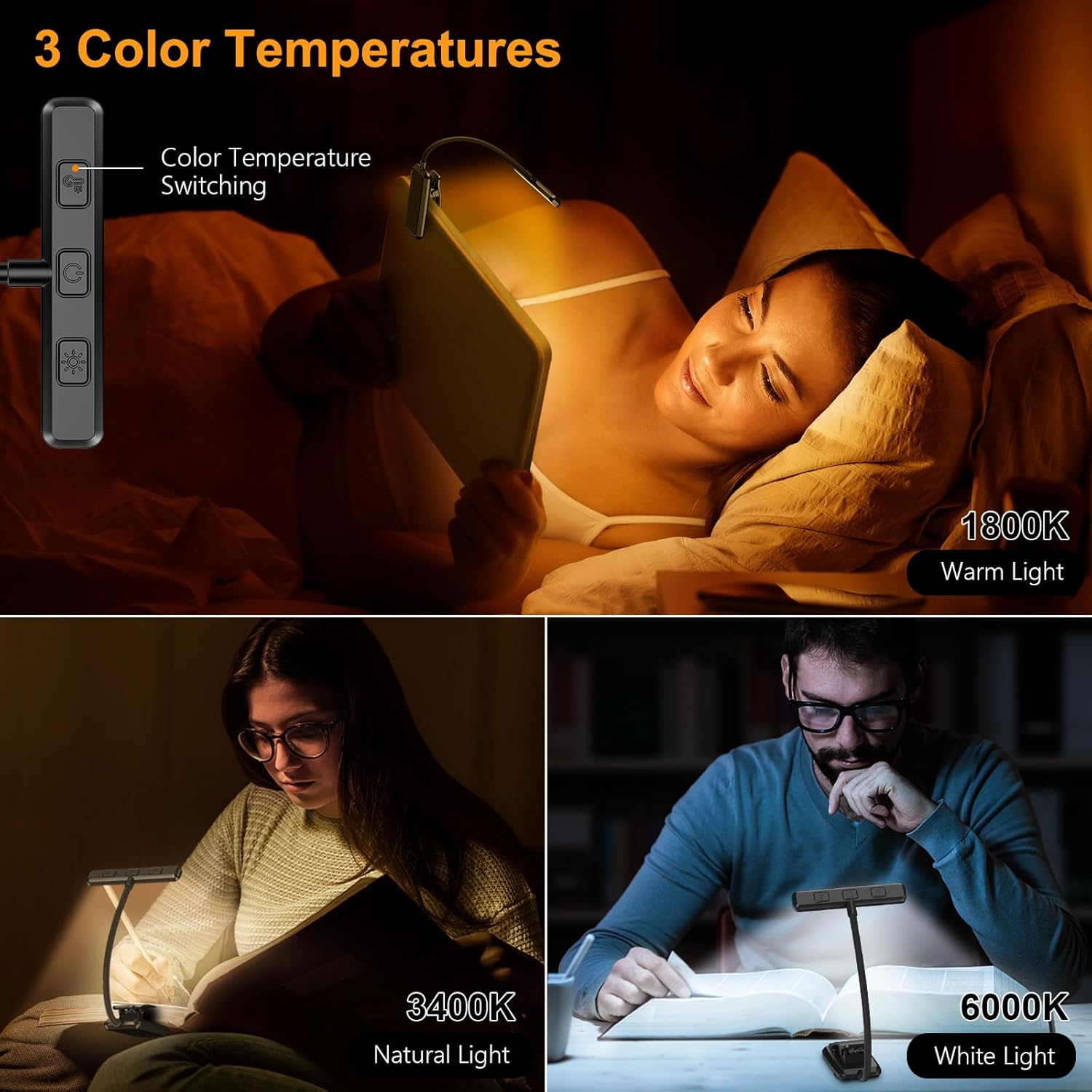 Rechargeable 19 LED Book Light with Flexible Neck
