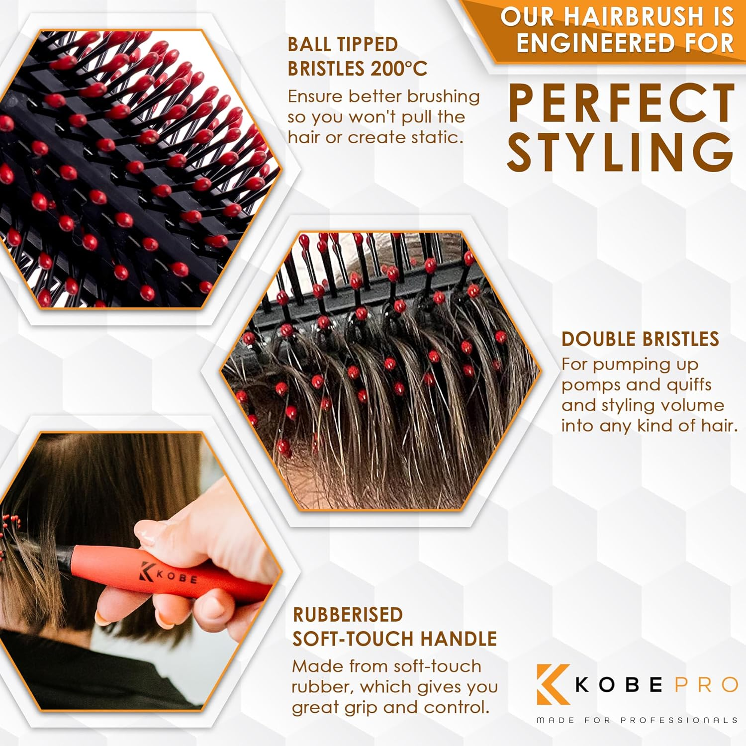 Professional Quiff Roller – Small Round Hair Brush with Rubber Grip for Men & Barbers