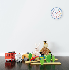 Kids Teaching Wall Clock, Blue Quartz Clock with Rainbow Dial & Quarter Markers