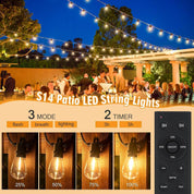 150ft Outdoor Festoon Lights with Remote & Dimmable LEDs