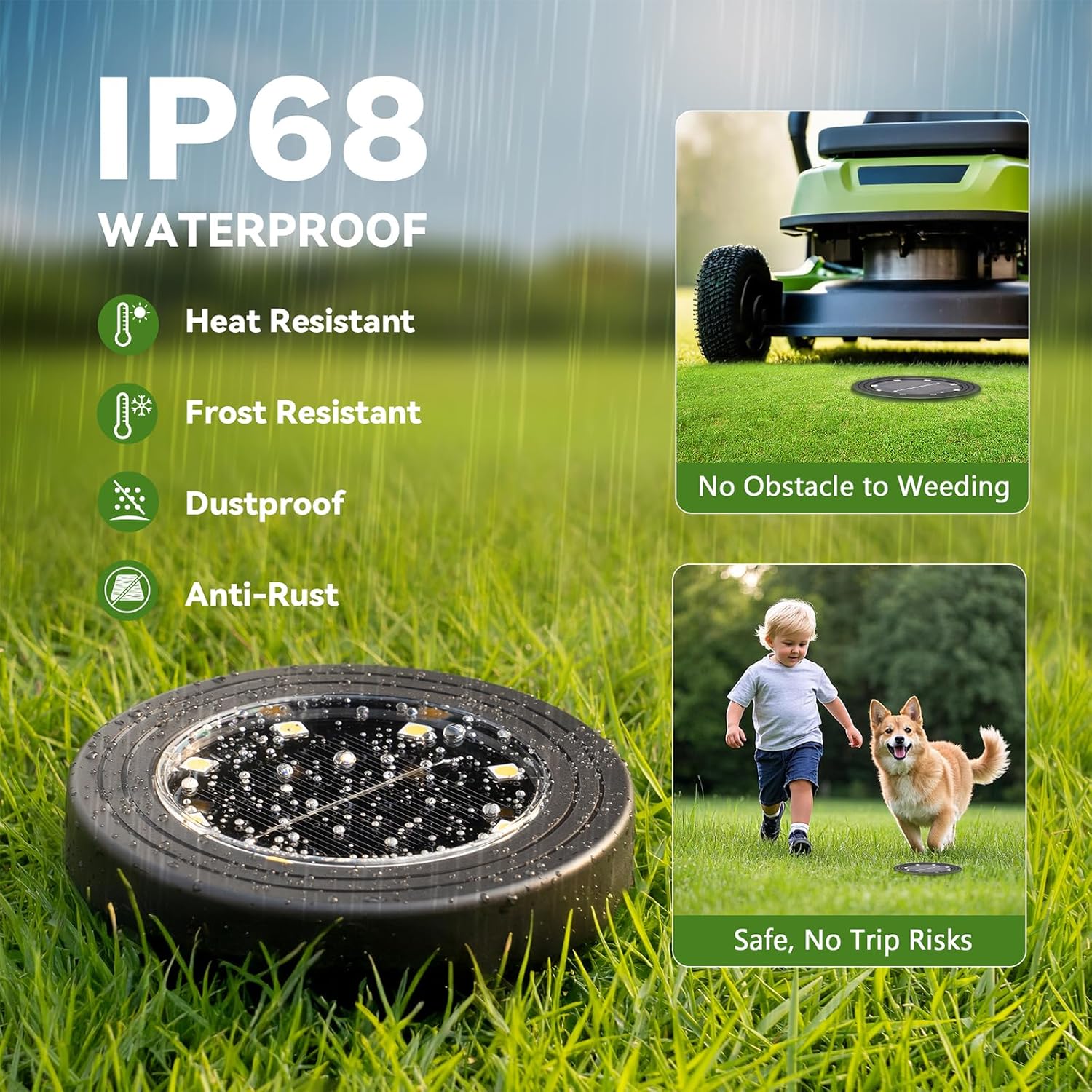 Solar Ground Lights 8‑Pack – IP68 Waterproof Pathway Lights
