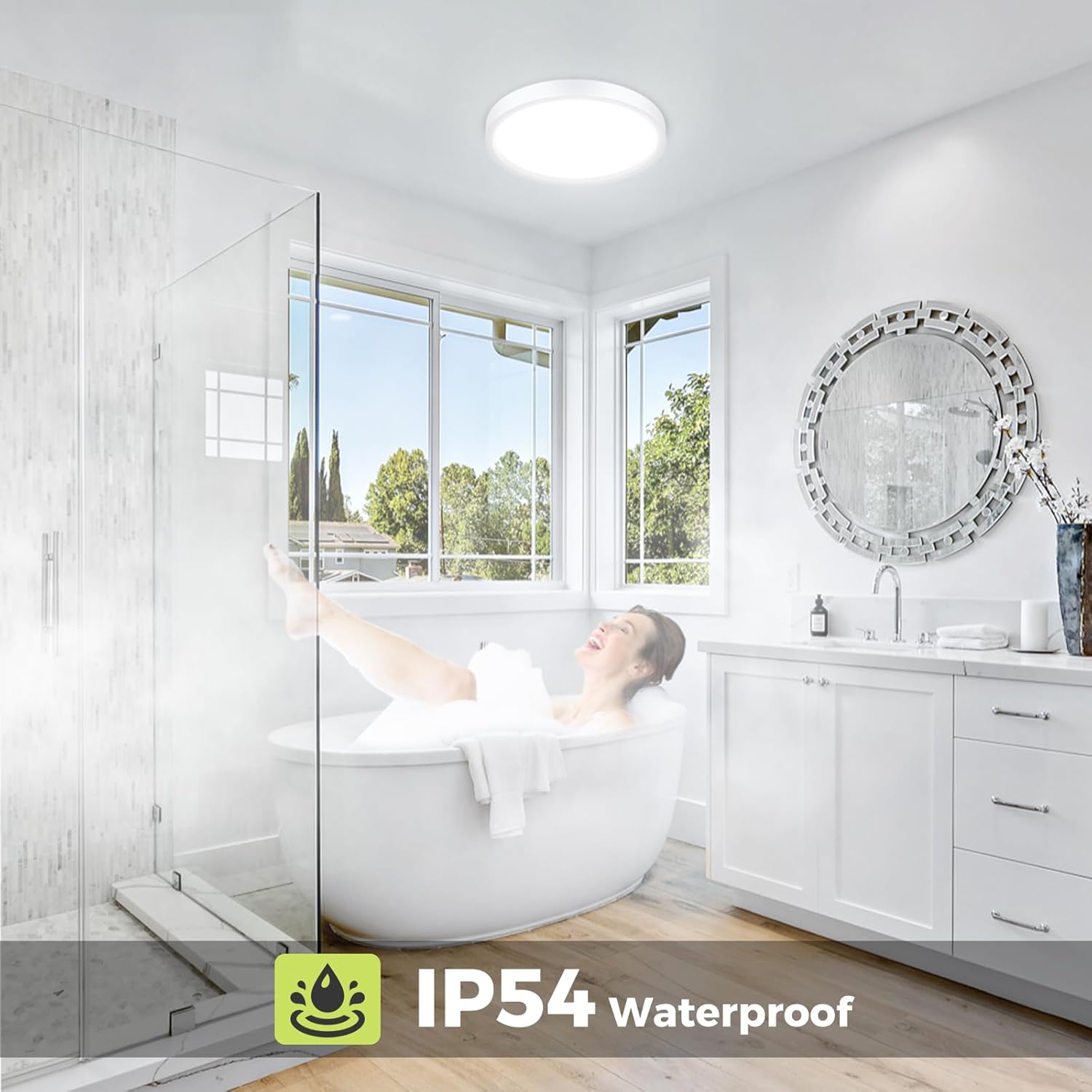 LED Ceiling Light, IP54, 3 Colour Temps, Flush Mount