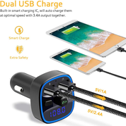 Bluetooth FM Transmitter for Car – Wireless Radio Adapter with Hands-Free Calls & LED