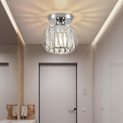 Modern Crystal Semi Flush Ceiling Light, Chrome Mini Fixture