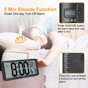 14-Inch Large LCD Digital Wall Clock with Date & Temperature Display (Battery)