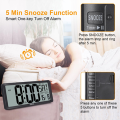 14-Inch Large LCD Digital Wall Clock with Date & Temperature Display (Battery)