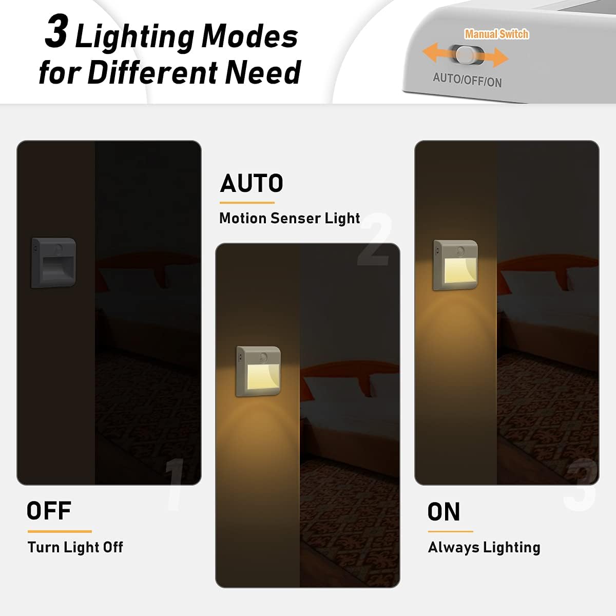 2 Pack Stick-On Motion Sensor Night Light