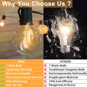 100FT Outdoor LED String Lights, Waterproof, 52 Bulbs