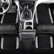 Luxury Bling Diamond Car Floor Mats – 4PCS Sparkly Rhinestone Waterproof Set for Cars, SUVs & Vans (Black Silver)