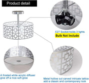 Modern Silver Drum Ceiling Light – 3-Bulb Semi Flush Mount Fixture