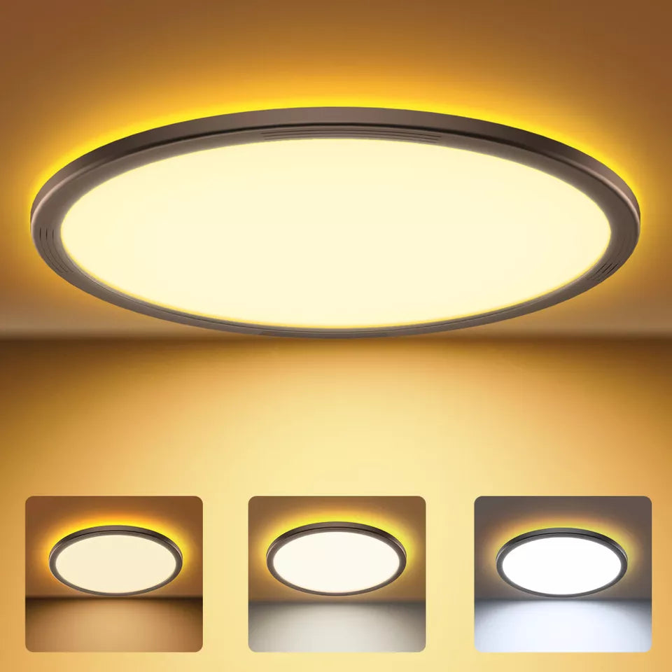 24W Round LED Ceiling Light – Multi-Color Adjustable Bathroom Ceiling Lights for Bathroom, Kitchen, Lounge and Hallway