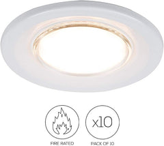 Pack of 10 Fire Rated Gloss White Recessed GU10 Ceiling Spotlight Downlights