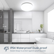 48W LED Bathroom Ceiling Light – IP54 Waterproof Flush Mount Ceiling Light, 4230 Lumens, 6000K Daylight White, Large Round LED Ceiling Lamp for Bathroom, Kitchen, Bedroom, Living Room, Hallway & Office