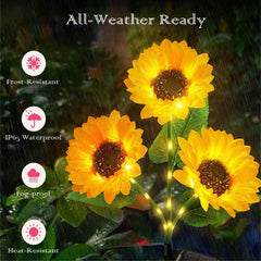 3 Pack Solar Sunflower Garden Lights Waterproof Outdoor