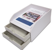 Faux Leather 2-Tier Letter Tray Organiser – White Desk Paper Sorter, Pack of 2