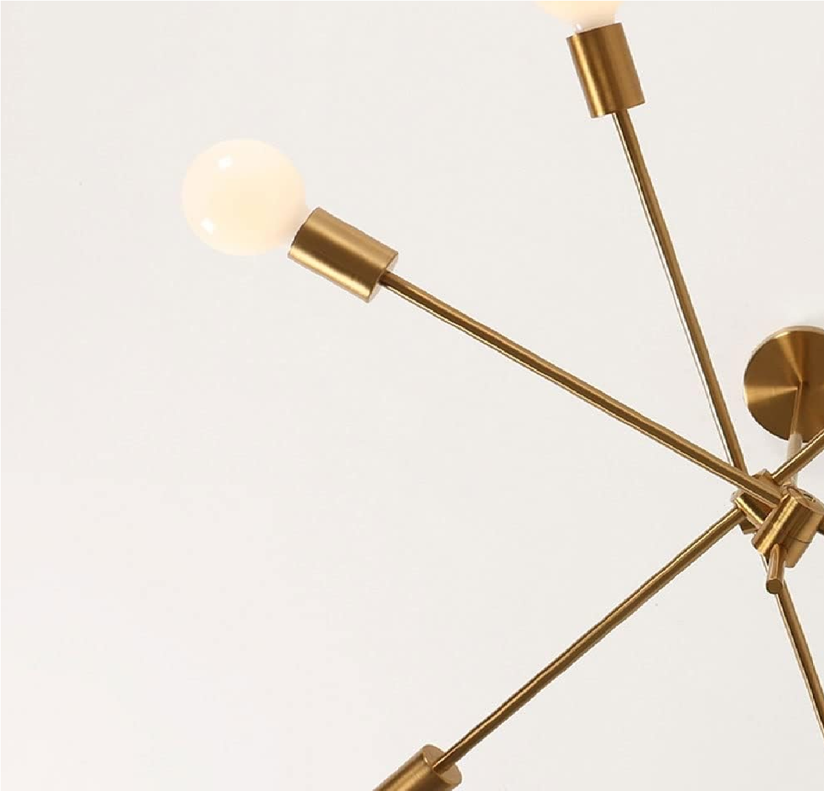 Semi-Recessed Sputnik Chandelier with 6 Lights – Antique Brushed Gold Modern Ceiling Fixture for Living Rooms, Bedrooms, and Dining Spaces