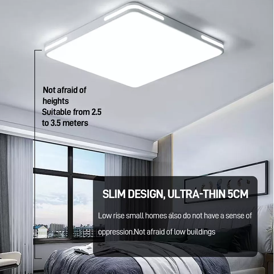 36W LED Flush Mount Ceiling Light, 6500K Cool White, 3600lm, 40cm Round Black Frame Light for Bedroom, Bathroom, Living Room
