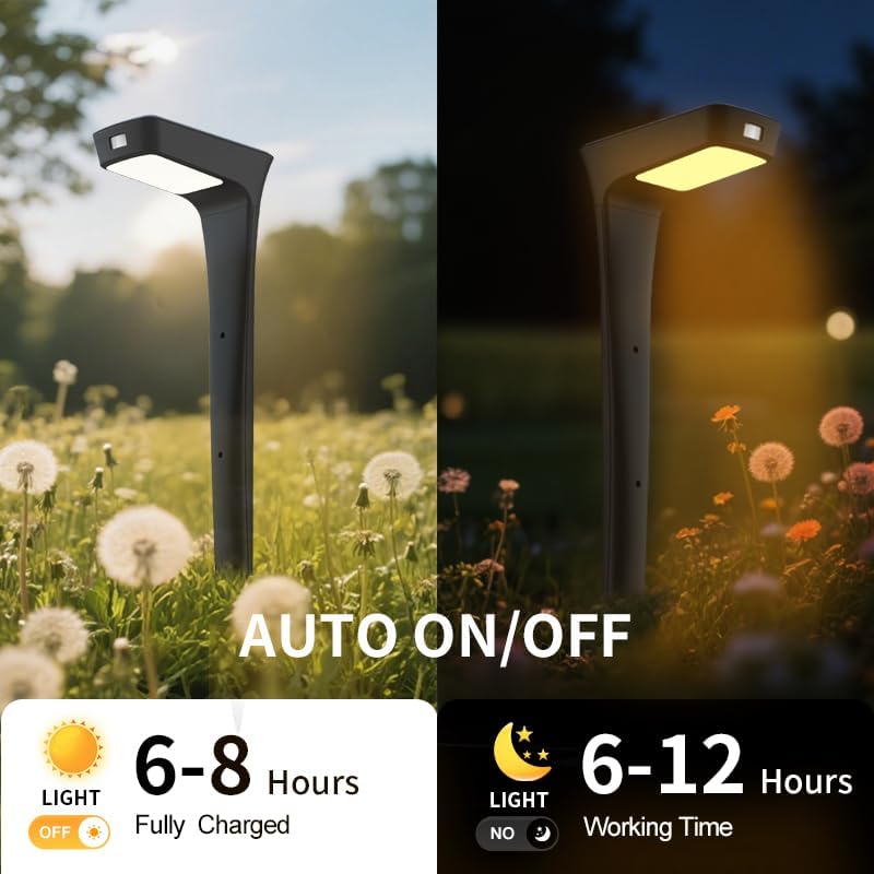 Solar Garden Pathway Light, Waterproof Warm White Outdoor Lamp
