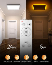 Dimmable LED Ceiling Light 24W with Night Light & Remote